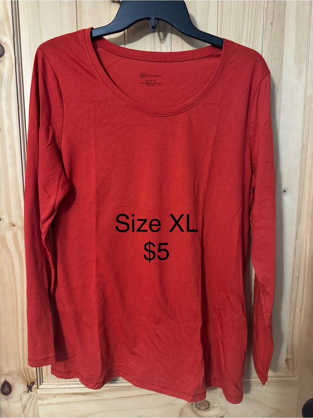 No Boundaries Red Long Sleeve Crew Tee
